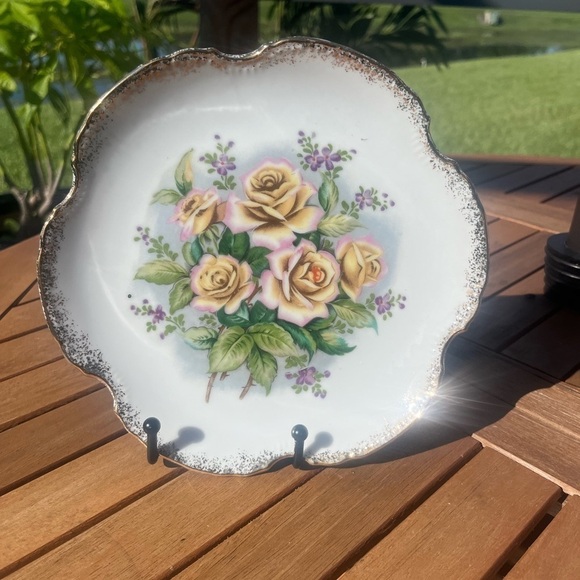 Vintage Lipper and Mann Creations Floral Rose Plate JAPAN - Picture 6 of 8
